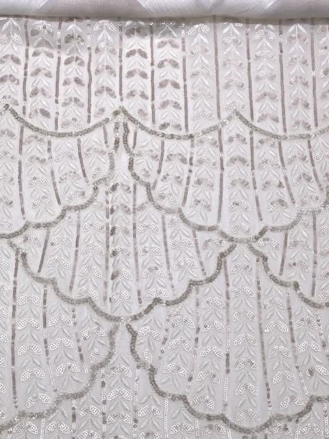 Copper & Gold Sequin Fabric with Daman Embroidery – Perfect for Women's Ethnic Wear #11861 thumb 8