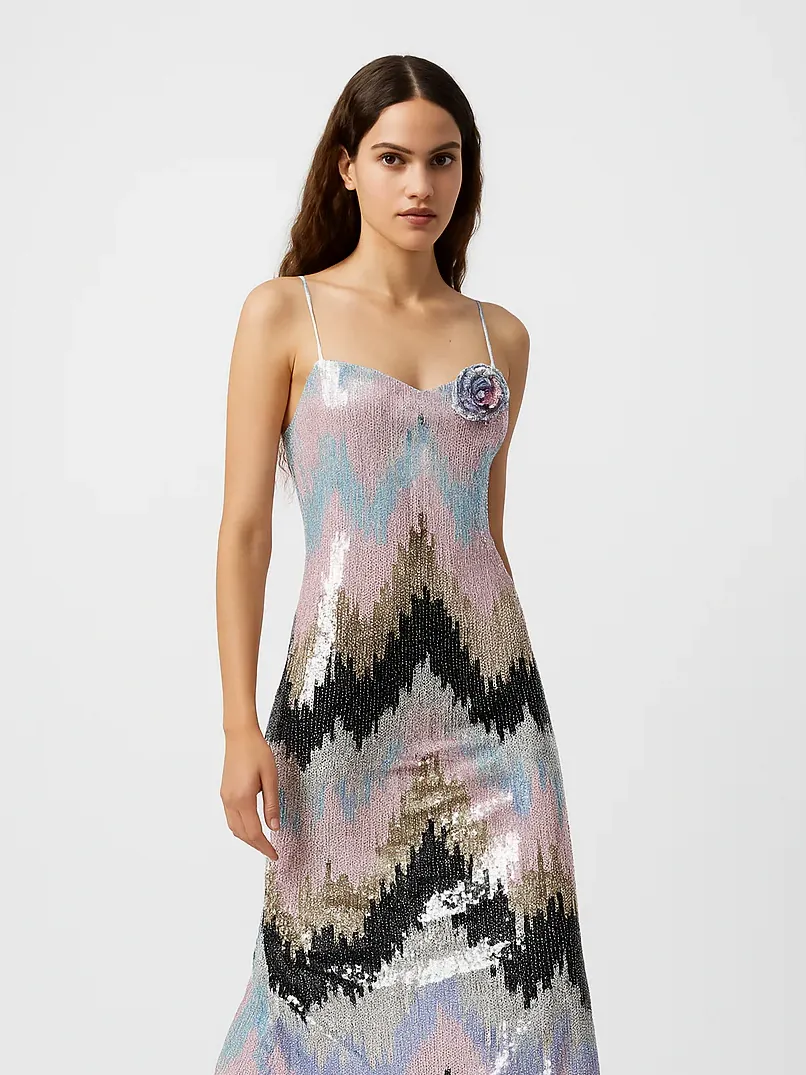 Multicolor Lining Sequin Fabric for Luxury Garments #12906 thumb 2