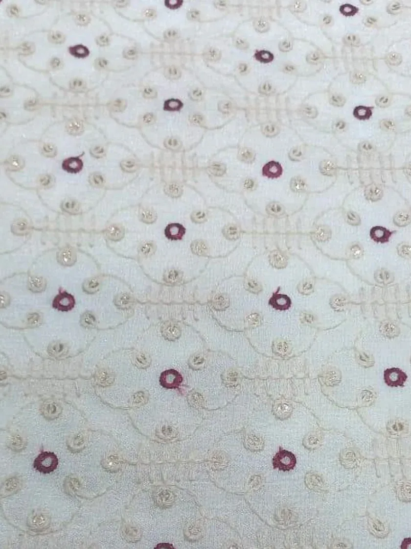 Off White Sherwani Embroidery Fabric #14161 thumb 3