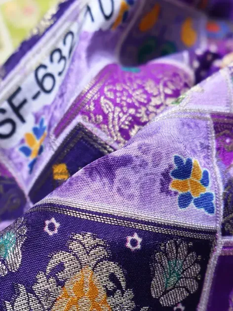 Purple Position Print Jacquard Fabric – Mysore King Style [SF-632-10]