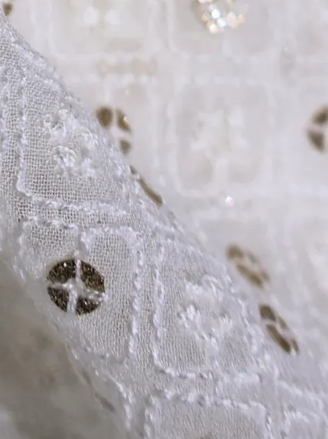 Viscose Georgette Embroidered Fabric with 5mm Light Glitter Sequins #11242 thumb 2