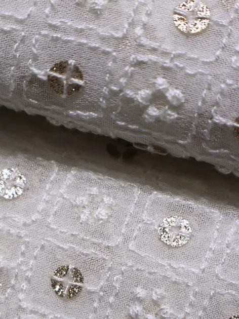 Viscose Georgette Embroidered Fabric with 5mm Light Glitter Sequins #11242 thumb 4